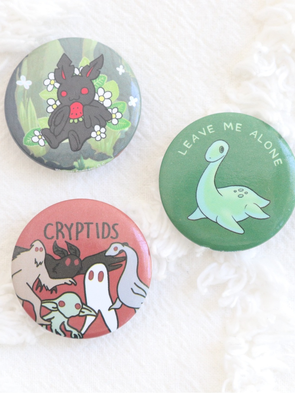 Cryptids Pinback Button Badges Creepy Cute Kawaii Urban Legend Mythical Creature